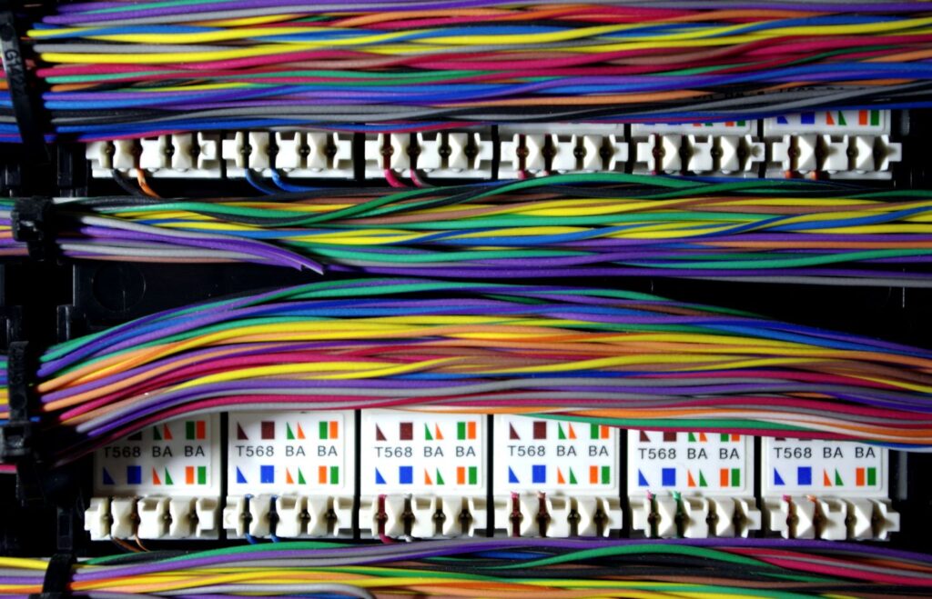Voice Wiring on a Data Termination Panel.