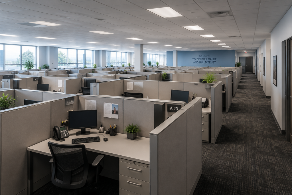 Office Space with Cubicles - Bizvox Communications Proper Wiring